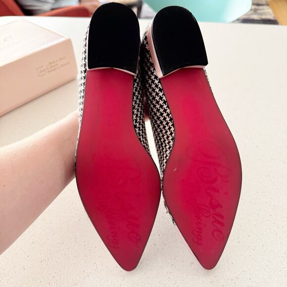 Bisue Ballerinas Houndstooth Flats Anthropologie 40/9 Tweed Pink - Picture 8 of 8